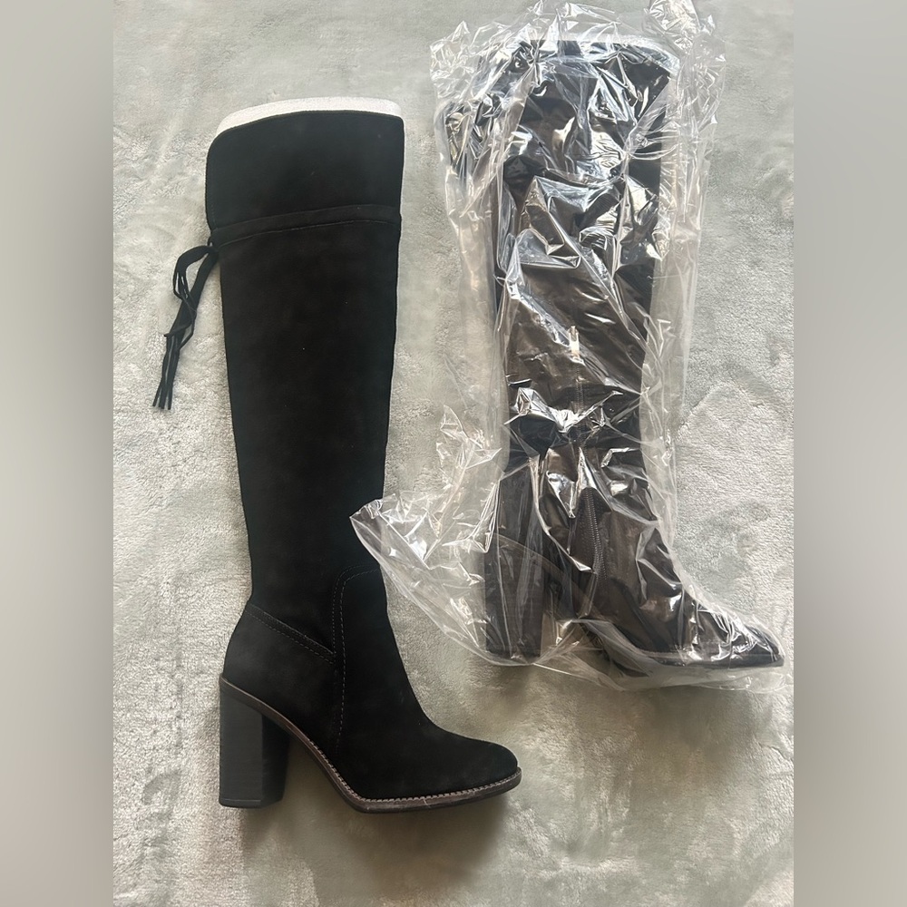 Franco Sarto Eckhart Over The Knee Suede Boots Black Heeled Women’s 7M